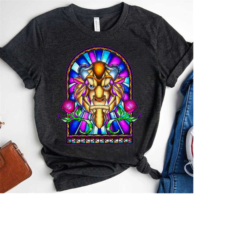 Disney Beauty And The Beast Stained Glass Window Shirt, Disneyland Vacation Trip, Unisex T-shirt Family Birthday Gift Ad.jpg