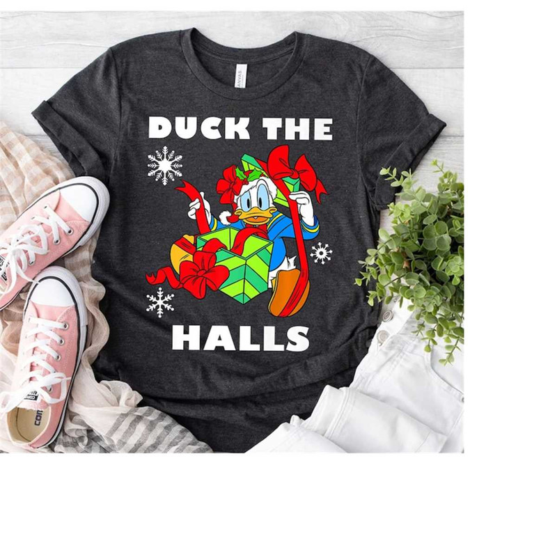 Disney Donald Duck The Halls Christmas Portrait Shirt, Disneyland Christmas Matching Family Shirts, Christmas Squad Shir.jpg