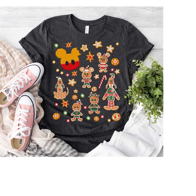 Disney Gingerbread Christmas T-shirt, Mickey Minnie Donald Daisy Goofy Pluto Ginger Cookies Shirt, Disneyland Christmas.jpg