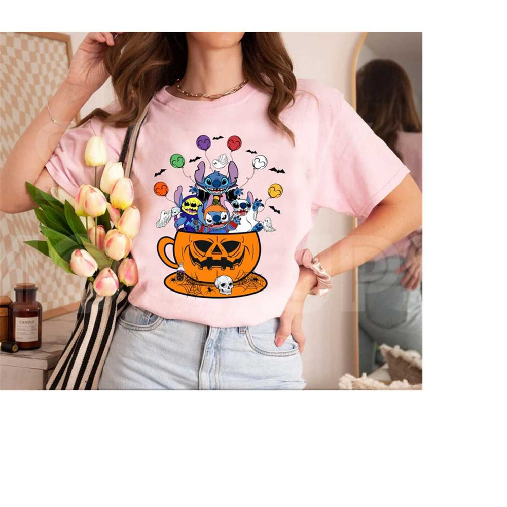 Disney Halloween Lilo and Stitch Pumpkin Teacup Shirt, Scary Mickey Balloon Halloween Tee, Disneyland Halloween Party Ma.jpg
