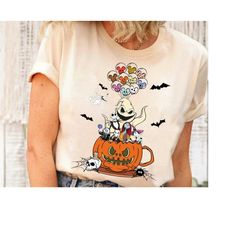disney halloween nightmare before christmas pumpkin teacup shirt, scary mickey balloon halloween tee, disneyland hallowe