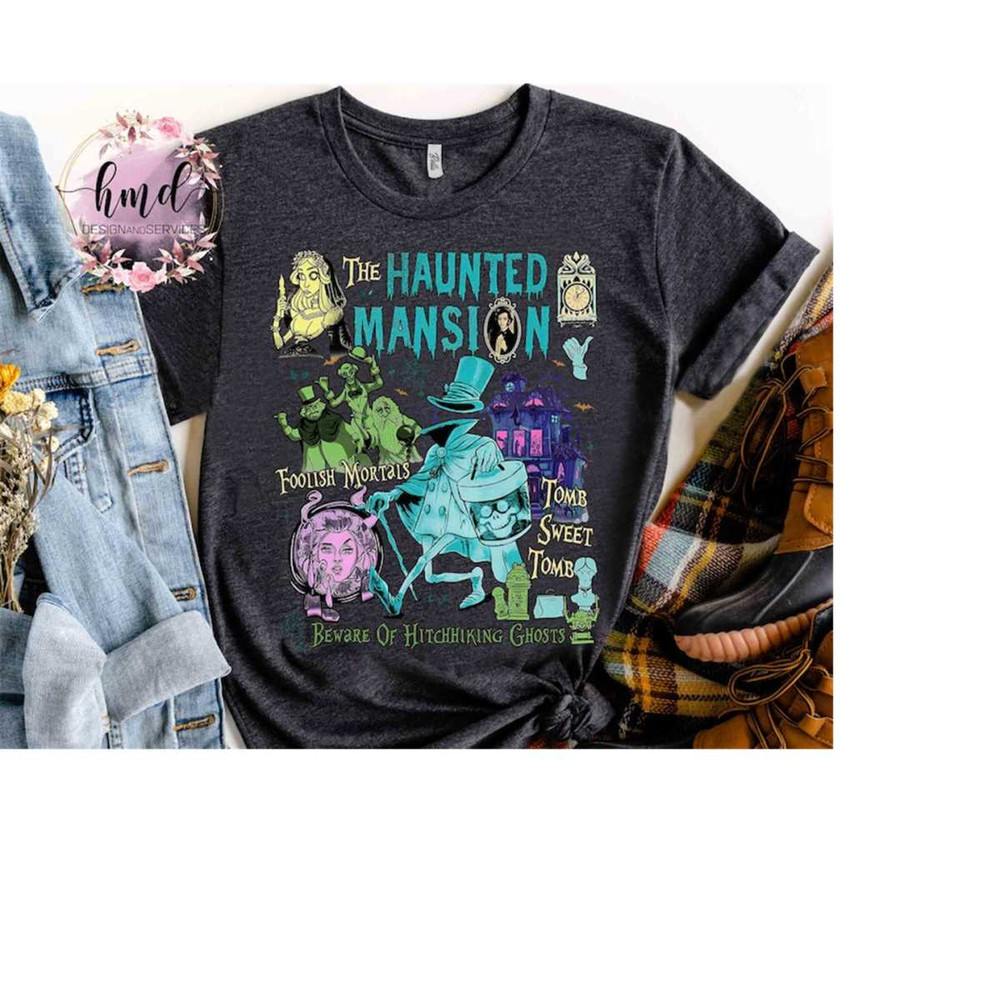Disney Hitchhiking Ghosts Madame Leota Hatbox Ghost Shirt, Haunted Mansion Halloween Tee, Mickey's Not So Scary Party Sp.jpg