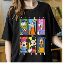 disney mickey and friends donald duck daisy duck goofy the gang friends group shot panels unisex tee adult t-shirt kid s