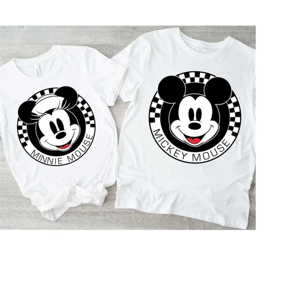Disney Mickey And Friends Mickey Mouse Minnie Mouse Checkerboard Circle Unisex Tee Adult T-shirt Kid Shirt Long Sleeve H.jpg