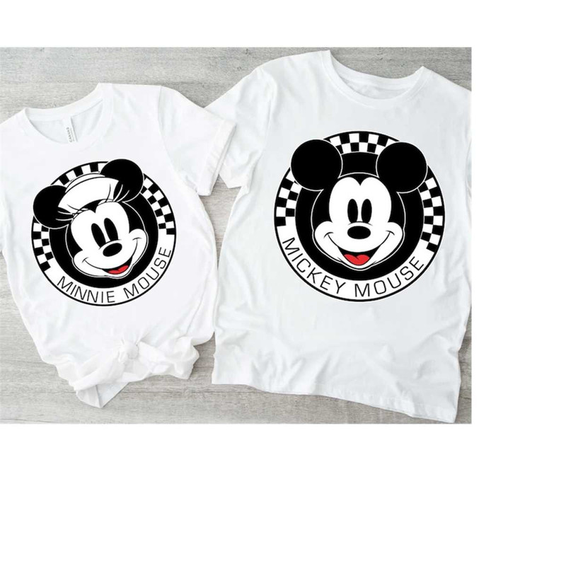 Disney Mickey And Friends Mickey Mouse Minnie Mouse Checkerboard Circle Unisex Tee Adult T-shirt Kid Shirt Long Sleeve H.jpg