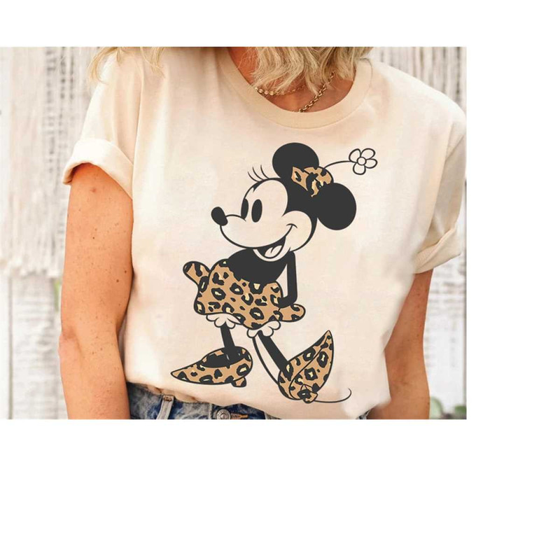 Disney Mickey And Friends Minnie Mouse Cheetah Print Outfit Traditional Portrait T-Shirt, Disneyland Family Matching Fam.jpg