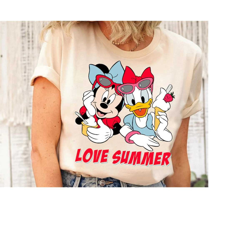 Disney Minnie and Daisy Love Cream Love Summer T-Shirt, Disney Bestie Shirt, Disneyland Vacation Trip, Matching Family V.jpg