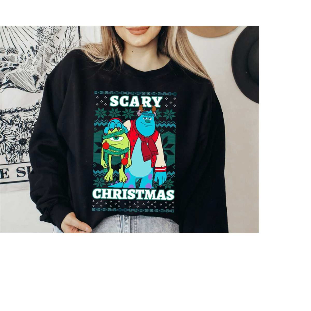Disney Monsters Inc. Christmas Scary Ugly Sweater Shirt, Disneyland Christmas Matching Family Shirts, Christmas Squad Sh.jpg
