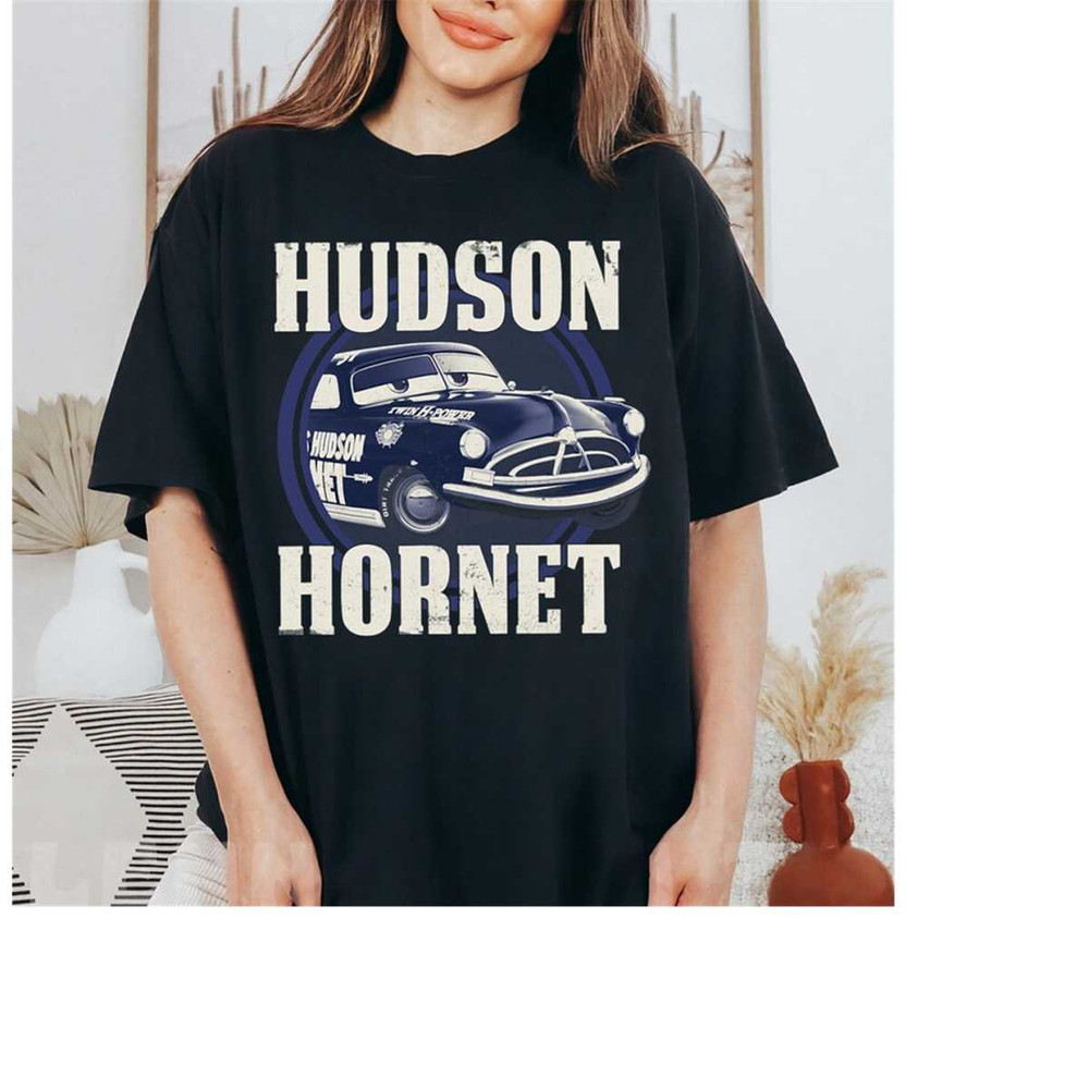Disney Pixar Cars Hudson Hornet Badge Graphic T-Shirt, Cars Vintage Race T-Shirt, Disneyland Trip Gift, WDW Matching Fam.jpg