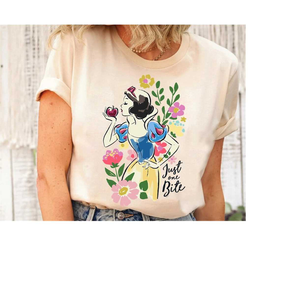 Disney Princess Snow White Just One Bite Floral T-Shirt, Disneyland Matching Family Shirt, Magic Kingdom Shirts, WDW Epc.jpg