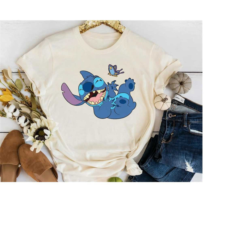 Disney Stitch Portrait T-Shirt, Funny Stitch with Butterfly Shirt, Lilo and Stitch Shirt, WDW Matching Family Shirts, Ma 1.jpg