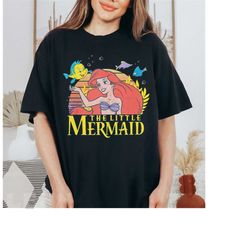 disney the little mermaid ariel and flounder sunset portrait shirt, disneyland family matching shirt,magic kingdom tee,