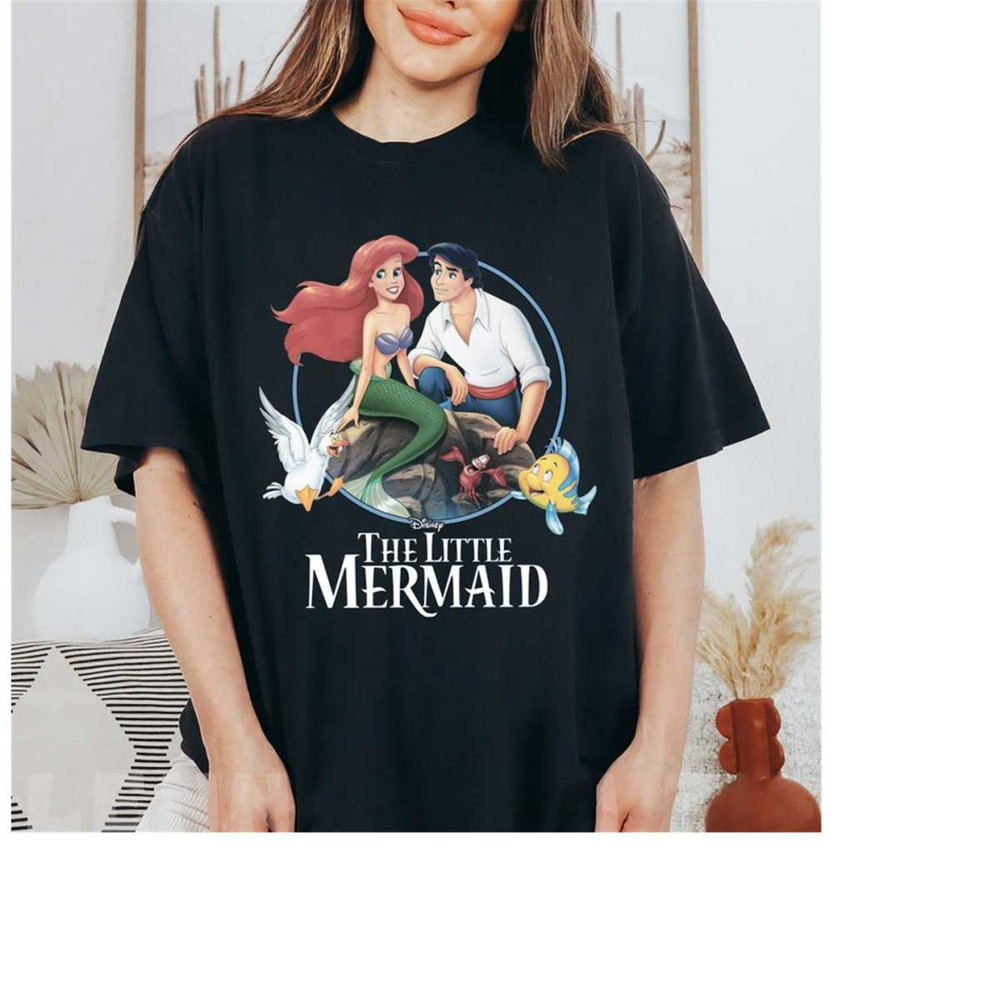 Disney The Little Mermaid Classic Group Shot Ariel and Prince Eric Shirt, Disneyland Family Matching Shirt, Magic Kingdo.jpg