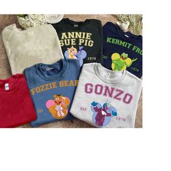 disney the muppets est 1979 mickey head portrait t-shirt, fozzie bear, kermit frog, gonzo shirt,disneyland trip group ma