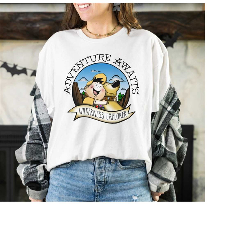 Disney Up Russell Dug Vintage Hug Graphic Shirt, Disneyland Family Matching Shirt, Magic Kingdom, WDW Epcot Theme Park 1.jpg