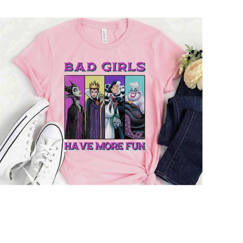 Disney Villains Bad Girls Have More Fun Group Portrait Ursula Cruella Evil Queen Maleficent Shirt, Disneyland Family Mat.jpg