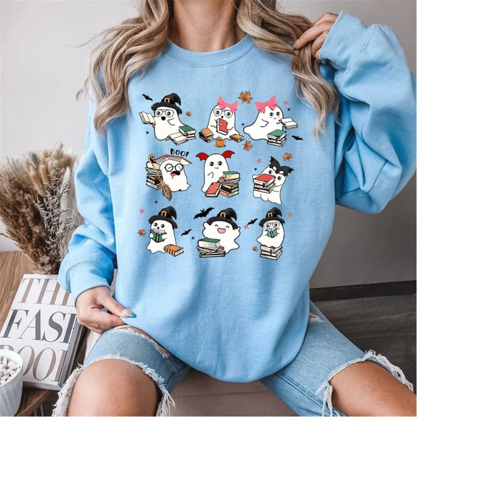 Ghost Reading Books Teacher Sweater,Bookish Halloween Shirt,Teacher Halloween Shirt,Cute Halloween Shirt,Ghost Books Shi.jpg