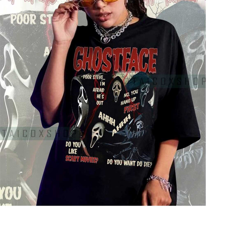 Ghostface 90's Vintage Halloween Shirt, Ghostface Shirt, Scream Movie Tee, Halloween Safety Shirt, Horror Movies Tee, S.jpg