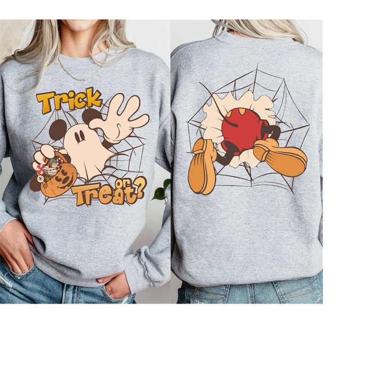 Halloween Mickey Sweatshirt, Trick or Treat Halloween Disney Sweatshirt, Mickey Ghost Shirt, Fall Disney Tee, Disney Hal.jpg