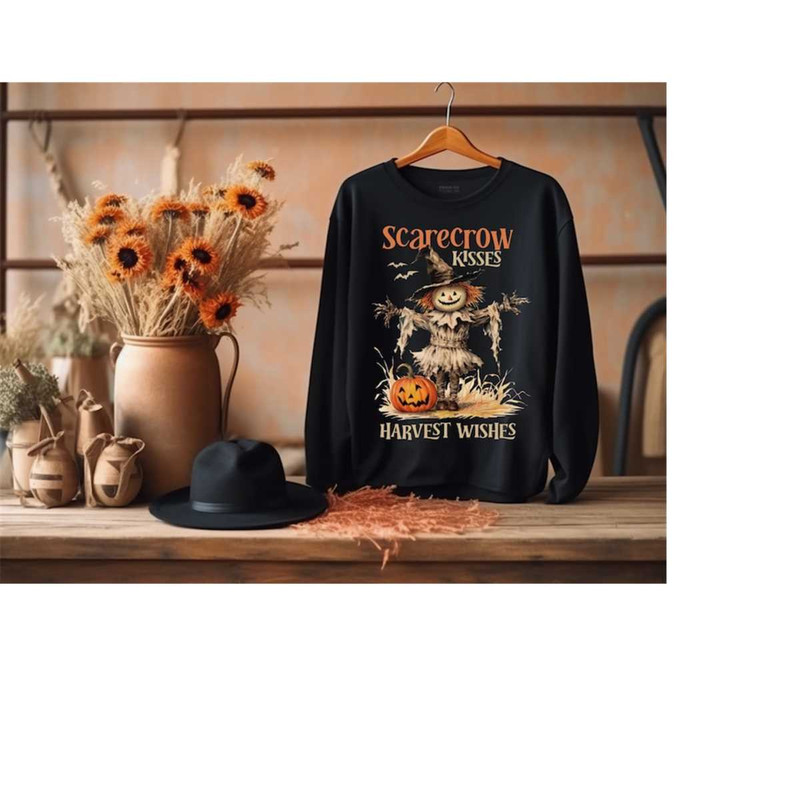 Halloween Scarecrow Shirt, Spooky Strawman Shirt, Scary Halloween Shirt, Horror Night Shirt, Scarecrow Kisses Shirt, Hal.jpg