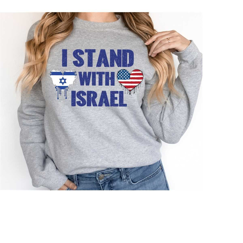 I Stand With Israel, USA Israel Heart Flags T-Shirt, Israel Flag Sweatshirt, Pray for Israel Shirt, Israel Flag Tee, Sto.jpg