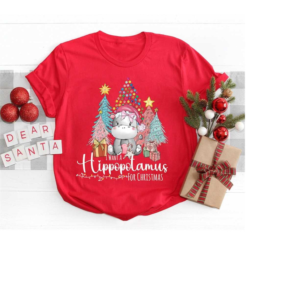 I Want A Hippopotamus For Christmas Sweatshirt, Christmas Hippopotamus Shirt, Christmas Tree Shirt, Cute Christmas Light.jpg
