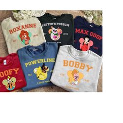 disney a goofy movie est 1995 all characters shirt, goofy max roxanne bobby shirt, disneyland epcot trip, matching famil