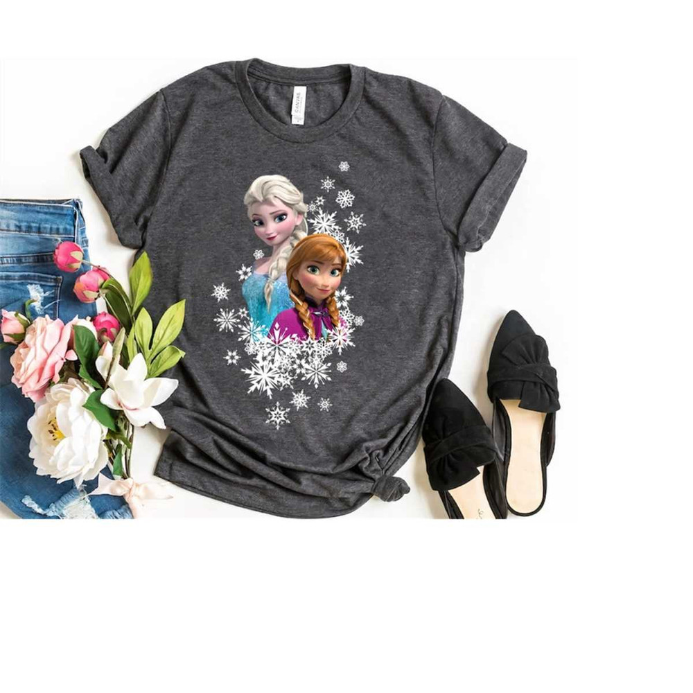 Disney Christmas Frozen Anna and Elsa Snowflakes T-Shirt, Anna and Elsa Christmas, Disneyland Christmas Unisex Adult Shi.jpg