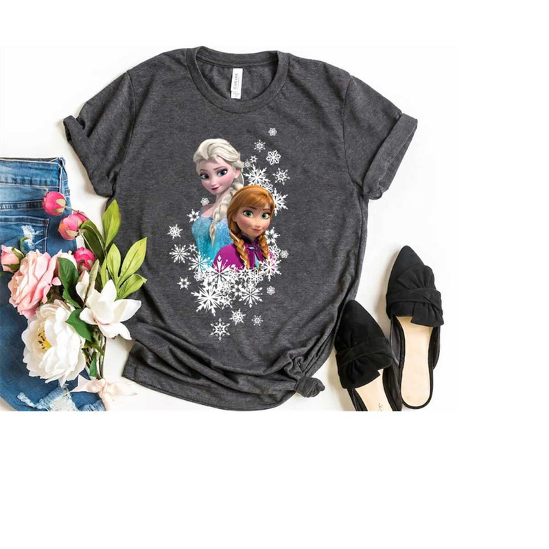 Disney Christmas Frozen Anna and Elsa Snowflakes T-Shirt, Anna and Elsa Christmas, Disneyland Christmas Unisex Adult Shi.jpg