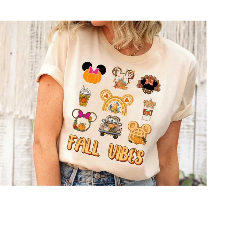Disney Fall Vibes Pumpkin Shirt, Cute Fall Shirt, Thanksgiving Shirt, Mickey Mouse Minnie Mouse Shirt Unisex T-shirt Kid.jpg
