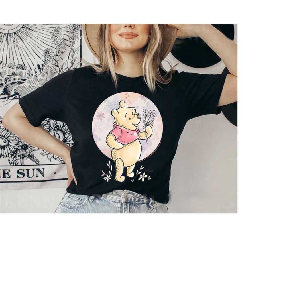 Disney Floral Circle Pooh Shirt, Winnie The Pooh Shirt, Cute Disney Pooh Shirt, WDW Disneyland Matching Family Shirt, Ma.jpg