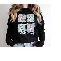 disney frozen olaf love warm hugs colorful graphic tshirt disneyland vacation matching shirt, wdw matching shirts, magi