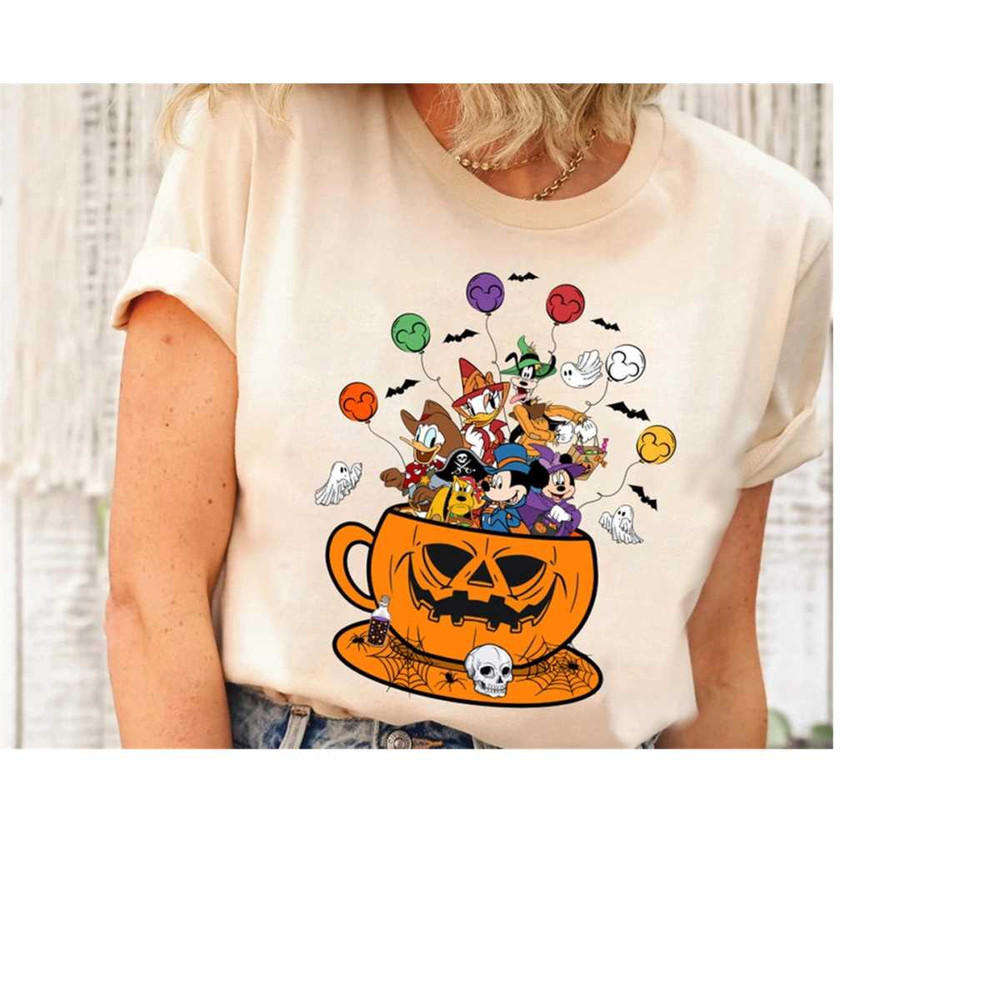 Disney Halloween Mickey and Friends Pumpkin Teacup Shirt, Scary Mickey Balloon Witch Shirt, Mickey's Not So Scary Party.jpg