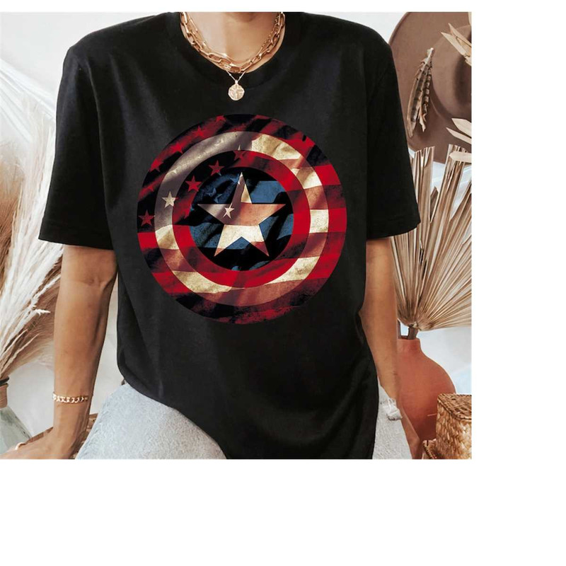 Marvel Captain America Avengers Shield Flag T-Shirt, Disneyland Family Matching Shirt, Magic Kingdom Tee, WDW Epcot Them.jpg