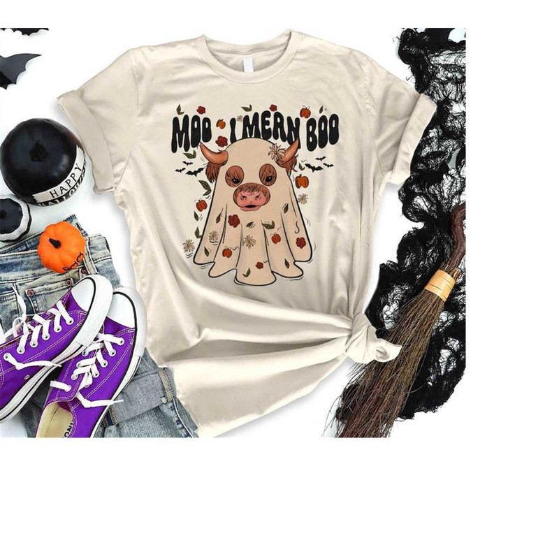 Moo I Mean Boo Shirt, Farmer Halloween Shirt, Halloween Cow Shirt, Cow Boo Shirt, Cow Girl Halloween Shirt, Spooky Cow S.jpg