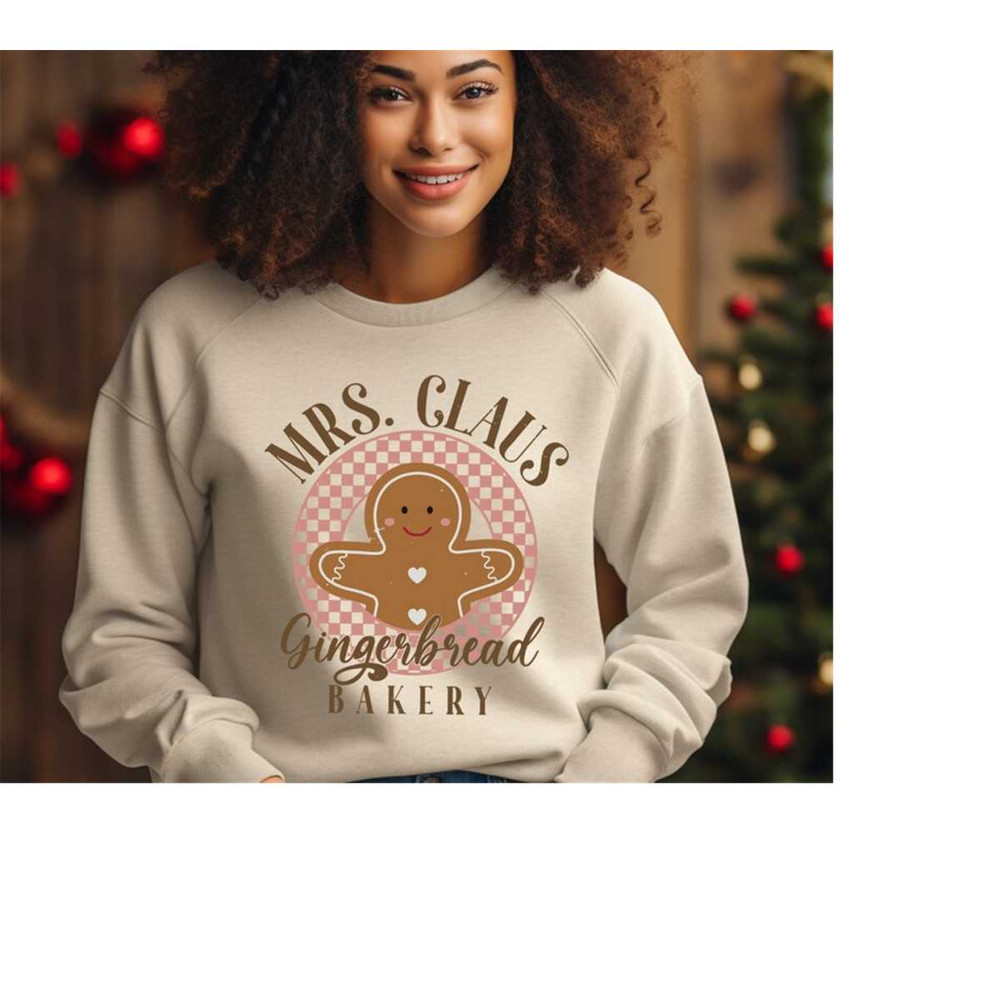 Mrs. Claus Gingerbread Bakery Sweatshirt, Christmas Cookies Sweatshirt, Mrs. Claus Bakery Shirt, Christmas Party Tee, Xm.jpg