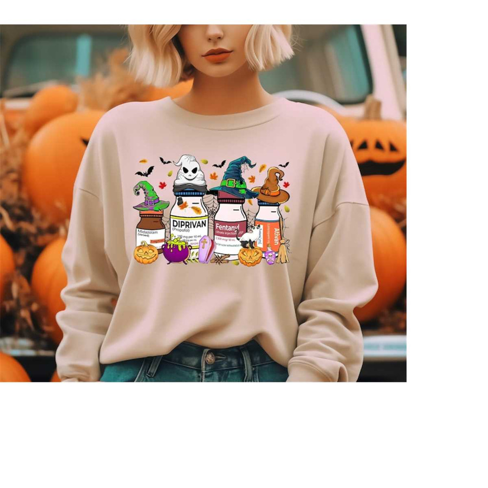 Nurse Halloween Sweatshirt, Cute Ghost Nurse Sweatshirt, Spooky Nurse Shirt, Nurse Life Tee, Spooky Nicu Nurse Fall Shir.jpg