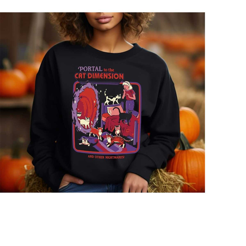 Portal To The Cat Dimension Halloween Sweatshirt, Halloween 2023 Nightmare Party Tee, Halloween Cat Lover Shirt, Spooky.jpg