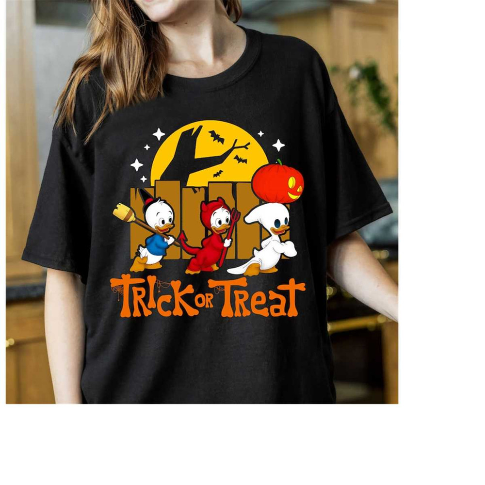 Retro Disney Ducktales Huey Dewey and Louie Halloween Witch Ghost Vampire Costume Tee, Disneyland Halloween Party Matchi.jpg