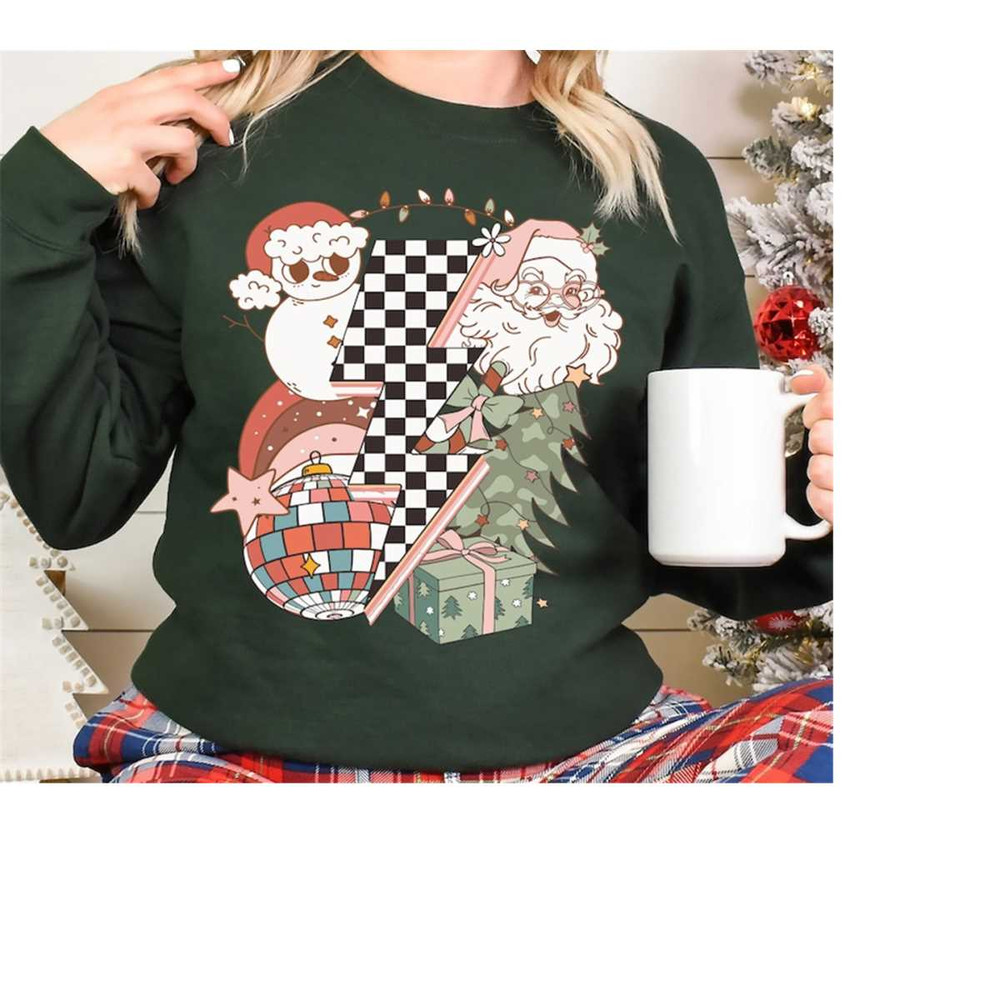 Santa Clause Christmas Sweatshirt, Retro Santa Xmas Shirt, Christmas Tree Shirt, Tis The Season Christmas Tee, Holiday A.jpg