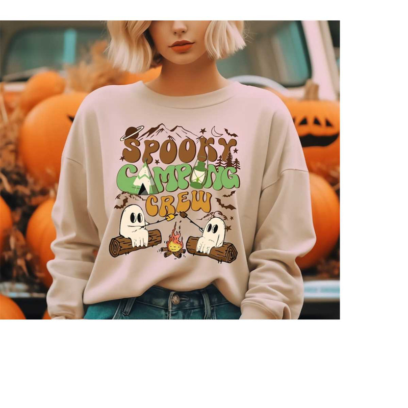 Spooky Camping Crew Sweatshirt, Ghost Camping Shirt, Halloween Ghost Shirt, Spooky Ghost Camping Shirt, Cute Spooky Shir.jpg