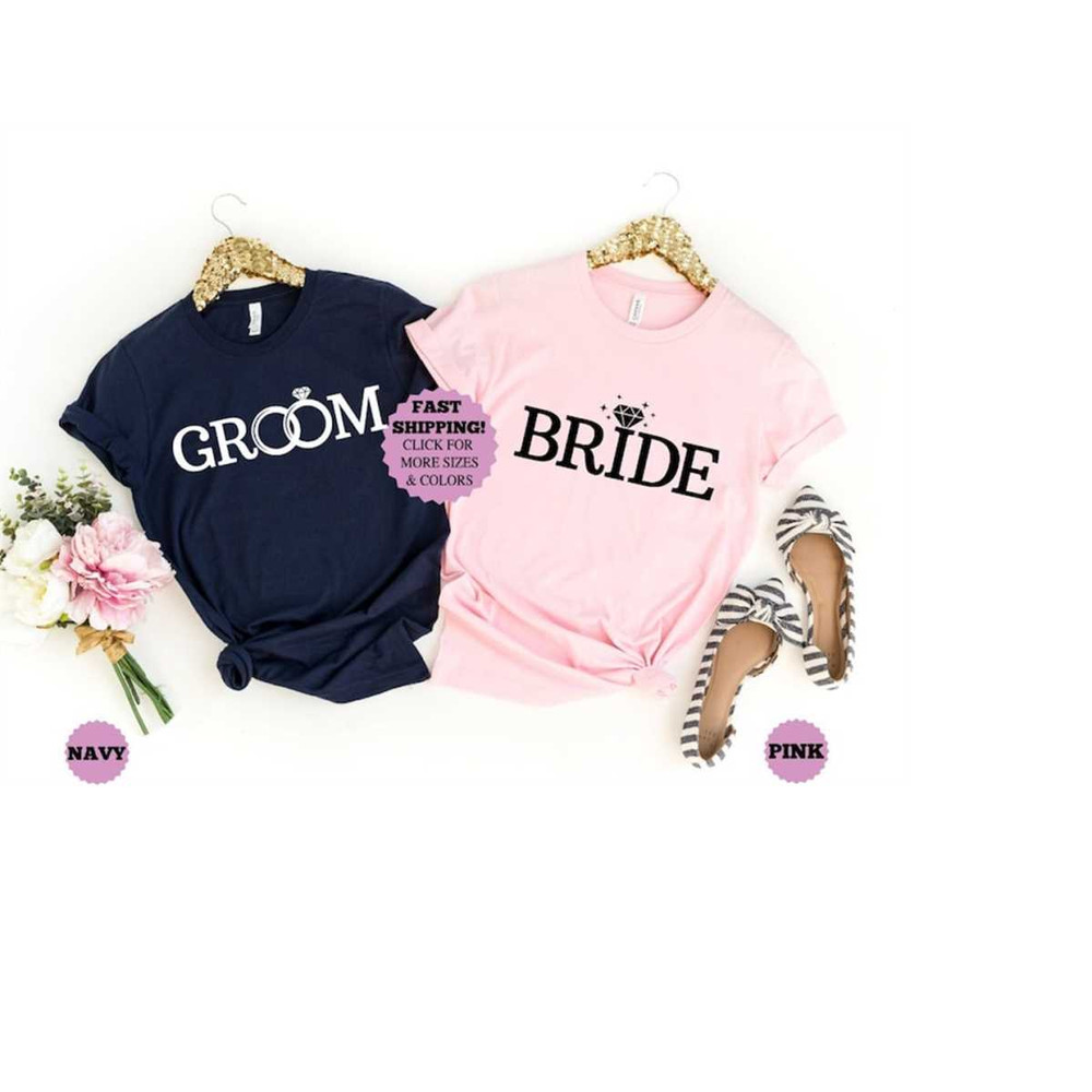 Bride and Groom Shirt, Wedding Shirt, Bride Groom Set Giftt, Just Married Tee, Honeymoon Shirts, Newly Married Tee, Matc.jpg