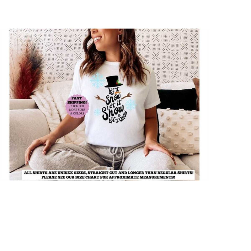 Christmas Shirt, Let It Snow Shirt, Snowman Shirt, Long Sleeve Tee, Christmas Top, Christmas Raglan, Winter Snowman Shir.jpg