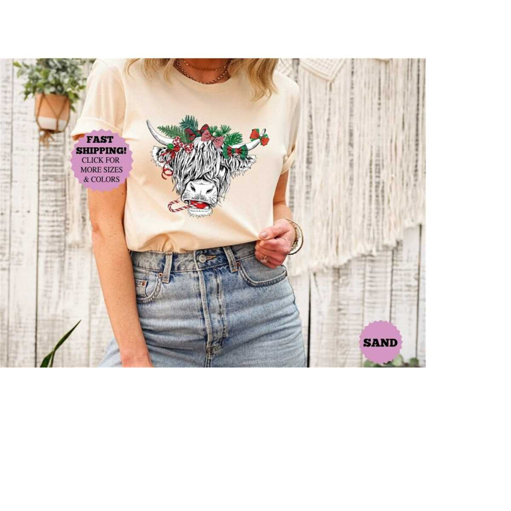 Cow Christmas Shirt, Merry Christmas Heifers Tee, Christmas Cow T-shirt, Highland Cow Farm Christmas Tshirt, Farmer Cow.jpg