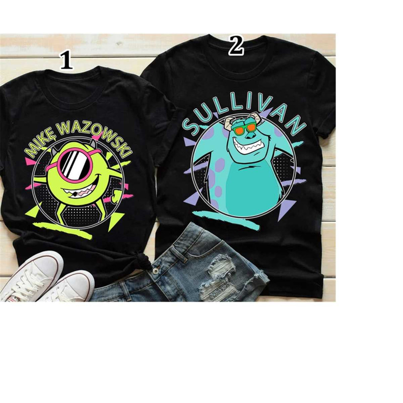 Disney Mike and Sulley 90's Portrait T-Shirt, Disney Monster Inc Portrait Tee, Birthday Party Music Shirt, Disneyland Ma.jpg