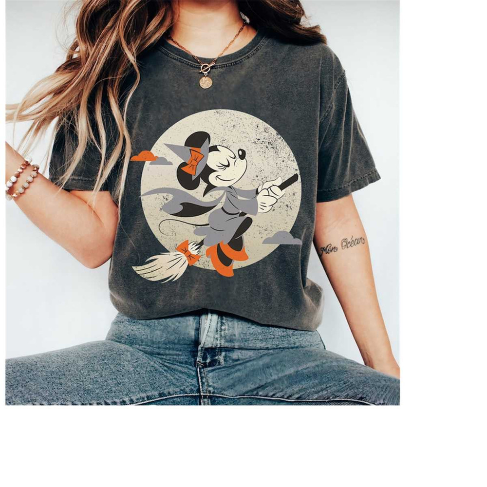 Disney Minnie Mouse Flying Witch Costume Halloween T-Shirt, Mickey and Friends Shirt, Disneyland Halloween Party Matchin.jpg