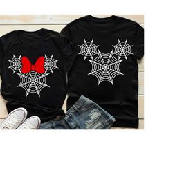 disney minnie mickey mouse spider web shirt, disney couple shirt, halloween spider web shirt, disney family tee, hallowe