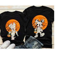 disney minnie mouse mickey mouse mummy moon pumpkin lantern halloween shirt, disneyland halloween matching shirt, hallow