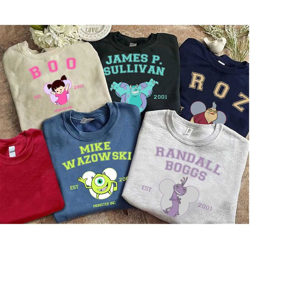 Disney Monsters Inc Est 2001 Mickey Head Portrait T-shirt, Mike, Sully, Boo, Randall Shirt, Disneyland Trip Group Matchi.jpg