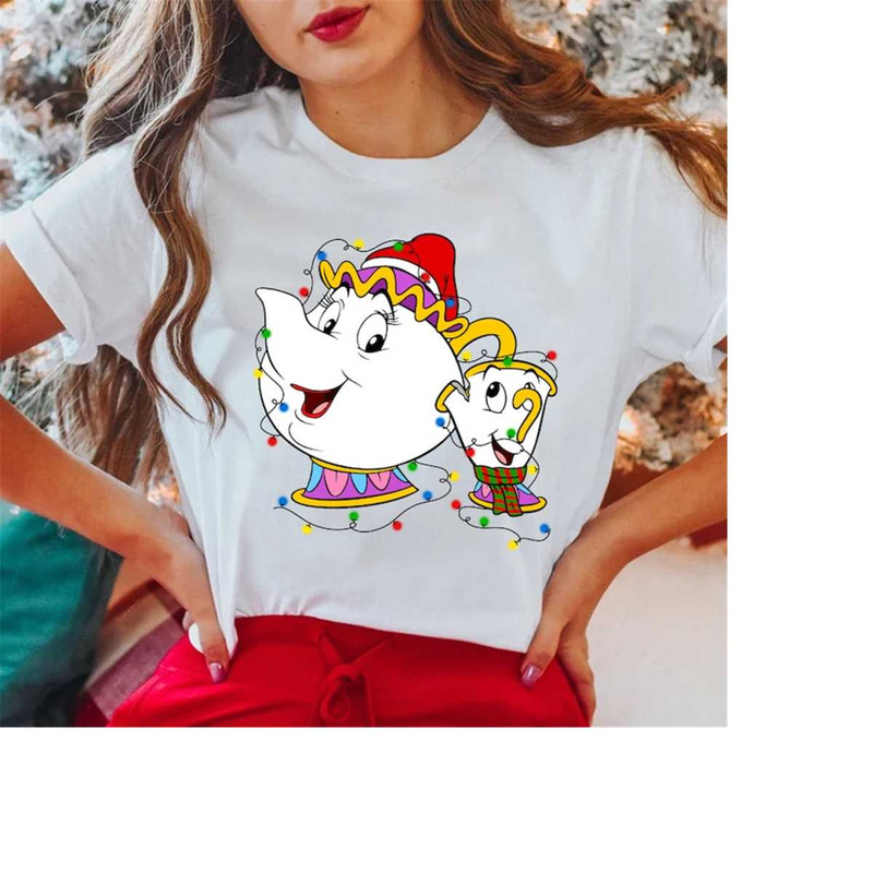 Disney Mrs Potts And Chip Christmas Lights Costume Shirt, Beauty and The Beast Christmas Shirt, Disneyland Xmas Family M.jpg